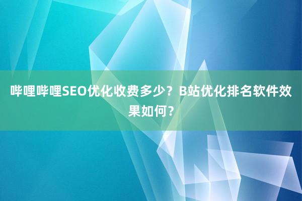哔哩哔哩SEO优化收费多少？B站优化排名软件效果如何？