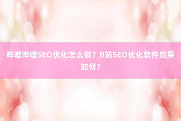 哔哩哔哩SEO优化怎么做？B站SEO优化软件效果如何？