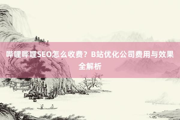 哔哩哔哩SEO怎么收费？B站优化公司费用与效果全解析