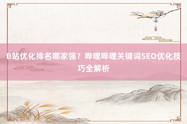 B站优化排名哪家强？哔哩哔哩关键词SEO优化技巧全解析
