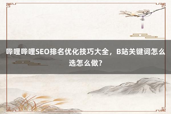 哔哩哔哩SEO排名优化技巧大全，B站关键词怎么选怎么做？