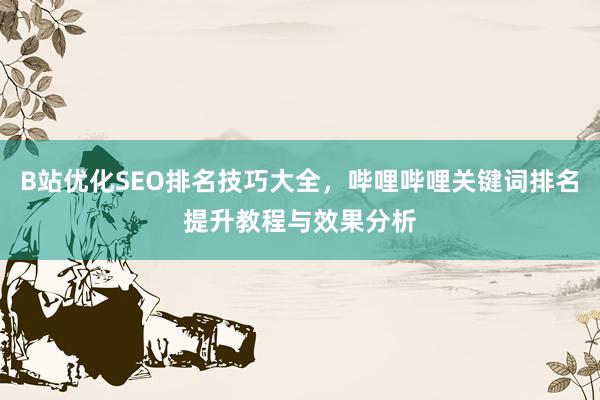 B站优化SEO排名技巧大全，哔哩哔哩关键词排名提升教程与效果分析