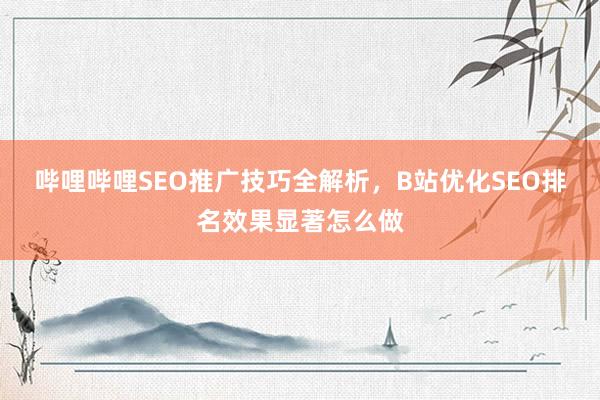 哔哩哔哩SEO推广技巧全解析，B站优化SEO排名效果显著怎么做