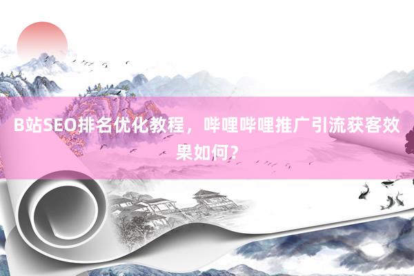 B站SEO排名优化教程，哔哩哔哩推广引流获客效果如何？