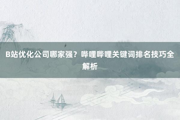 B站优化公司哪家强？哔哩哔哩关键词排名技巧全解析