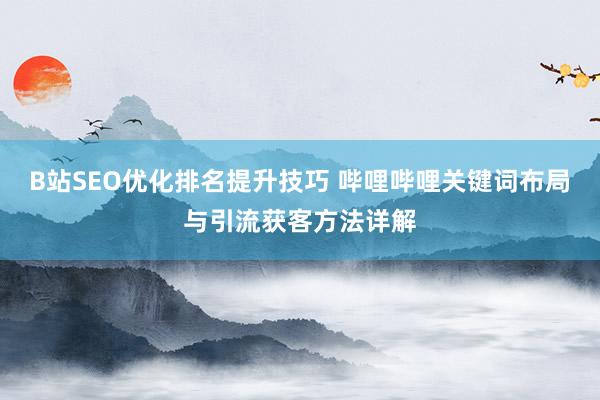 B站SEO优化排名提升技巧 哔哩哔哩关键词布局与引流获客方法详解