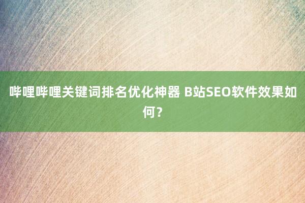哔哩哔哩关键词排名优化神器 B站SEO软件效果如何？