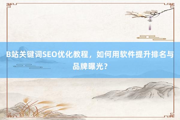 B站关键词SEO优化教程，如何用软件提升排名与品牌曝光？