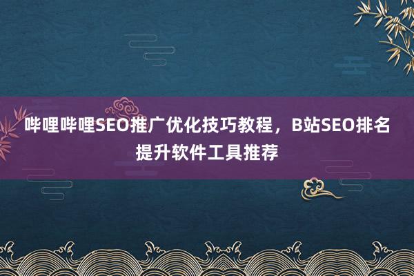 哔哩哔哩SEO推广优化技巧教程，B站SEO排名提升软件工具推荐