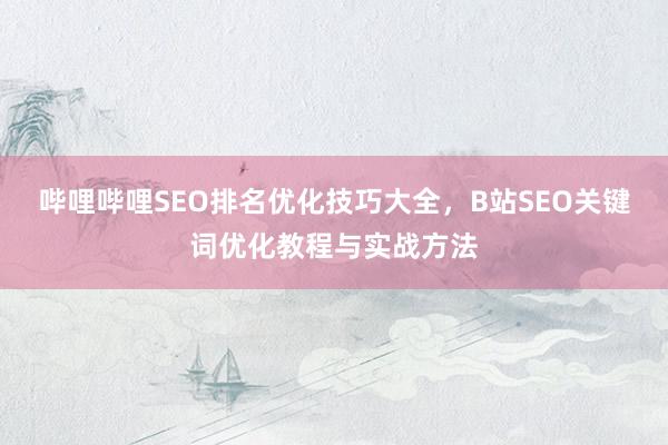 哔哩哔哩SEO排名优化技巧大全，B站SEO关键词优化教程与实战方法