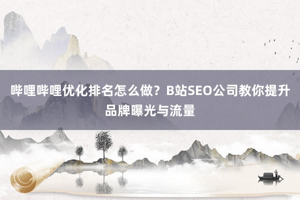 哔哩哔哩优化排名怎么做？B站SEO公司教你提升品牌曝光与流量