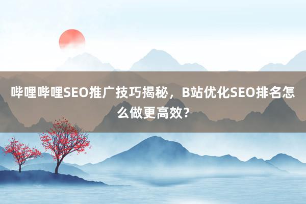 哔哩哔哩SEO推广技巧揭秘，B站优化SEO排名怎么做更高效？