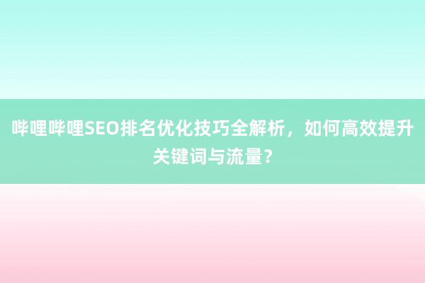 哔哩哔哩SEO排名优化技巧全解析，如何高效提升关键词与流量？