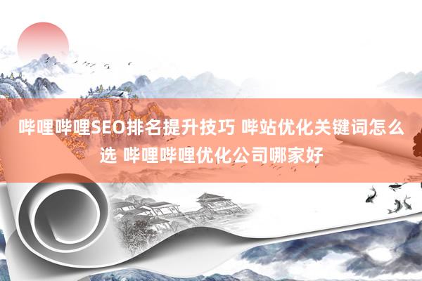 哔哩哔哩SEO排名提升技巧 哔站优化关键词怎么选 哔哩哔哩优化公司哪家好
