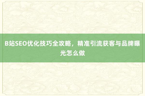 B站SEO优化技巧全攻略，精准引流获客与品牌曝光怎么做