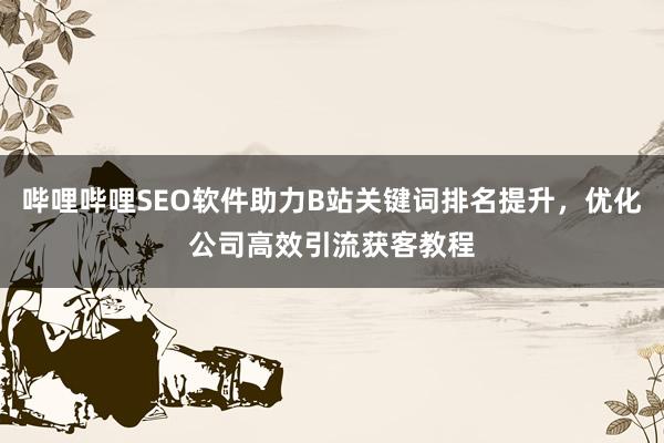 哔哩哔哩SEO软件助力B站关键词排名提升，优化公司高效引流获客教程