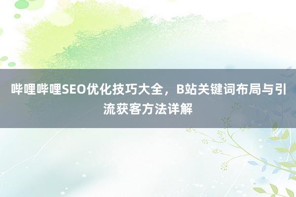 哔哩哔哩SEO优化技巧大全，B站关键词布局与引流获客方法详解