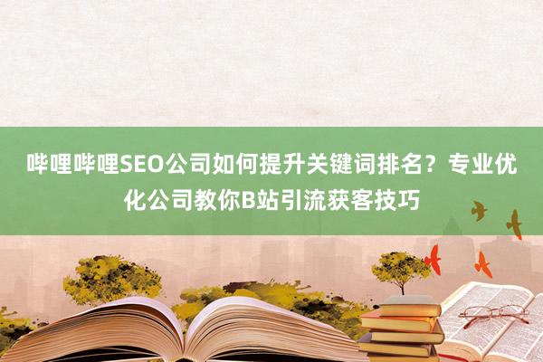 哔哩哔哩SEO公司如何提升关键词排名？专业优化公司教你B站引流获客技巧