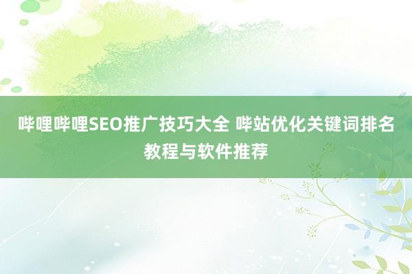 哔哩哔哩SEO推广技巧大全 哔站优化关键词排名教程与软件推荐