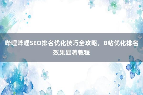 哔哩哔哩SEO排名优化技巧全攻略，B站优化排名效果显著教程