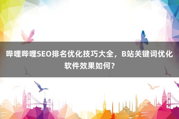哔哩哔哩SEO排名优化技巧大全，B站关键词优化软件效果如何？