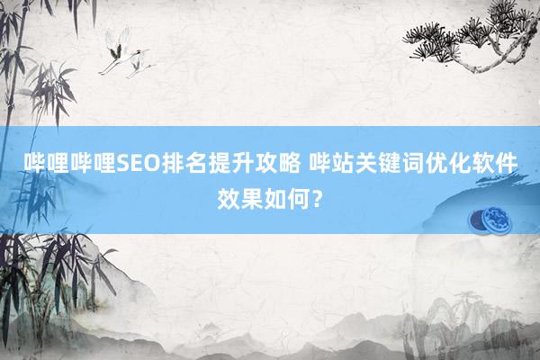 哔哩哔哩SEO排名提升攻略 哔站关键词优化软件效果如何？