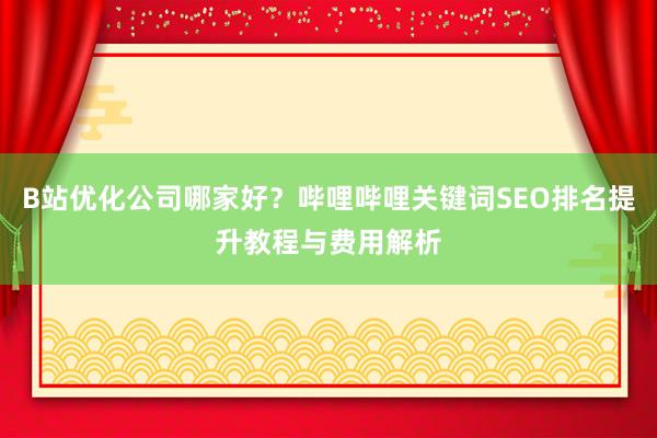 B站优化公司哪家好？哔哩哔哩关键词SEO排名提升教程与费用解析