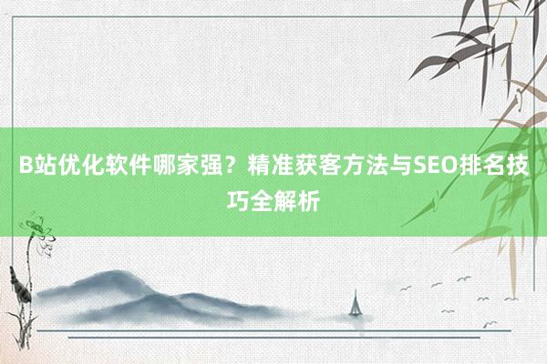 B站优化软件哪家强？精准获客方法与SEO排名技巧全解析
