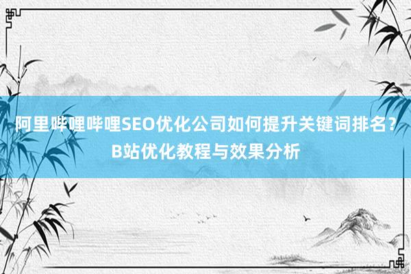 阿里哔哩哔哩SEO优化公司如何提升关键词排名？B站优化教程与效果分析