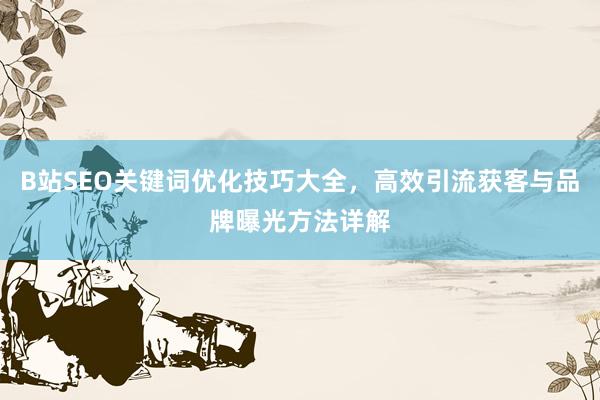 B站SEO关键词优化技巧大全，高效引流获客与品牌曝光方法详解