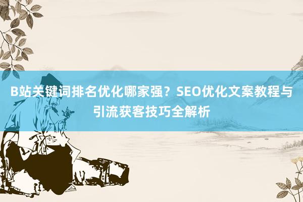 B站关键词排名优化哪家强？SEO优化文案教程与引流获客技巧全解析