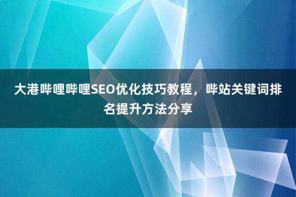 大港哔哩哔哩SEO优化技巧教程，哔站关键词排名提升方法分享