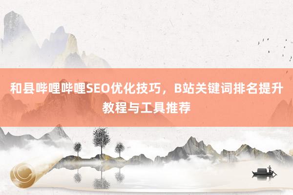 和县哔哩哔哩SEO优化技巧，B站关键词排名提升教程与工具推荐