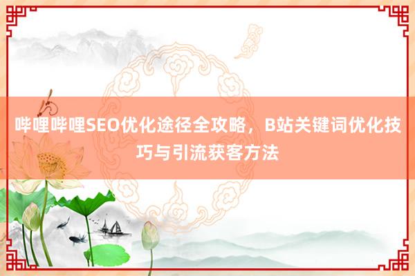 哔哩哔哩SEO优化途径全攻略，B站关键词优化技巧与引流获客方法