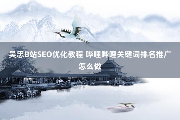 吴忠B站SEO优化教程 哔哩哔哩关键词排名推广怎么做
