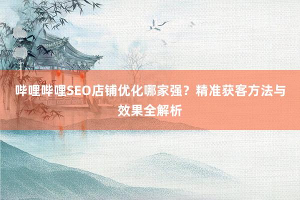 哔哩哔哩SEO店铺优化哪家强？精准获客方法与效果全解析