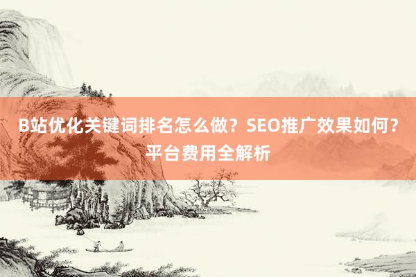 B站优化关键词排名怎么做？SEO推广效果如何？平台费用全解析