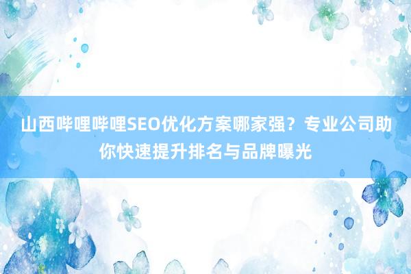 山西哔哩哔哩SEO优化方案哪家强？专业公司助你快速提升排名与品牌曝光