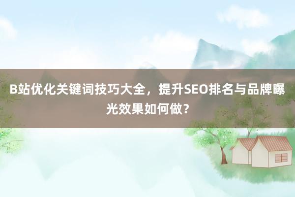 B站优化关键词技巧大全，提升SEO排名与品牌曝光效果如何做？