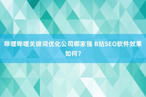 哔哩哔哩关键词优化公司哪家强 B站SEO软件效果如何？