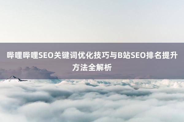 哔哩哔哩SEO关键词优化技巧与B站SEO排名提升方法全解析