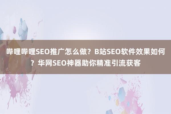 哔哩哔哩SEO推广怎么做？B站SEO软件效果如何？华网SEO神器助你精准引流获客