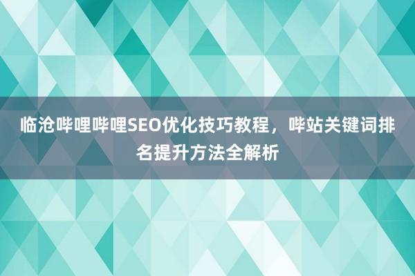 临沧哔哩哔哩SEO优化技巧教程，哔站关键词排名提升方法全解析