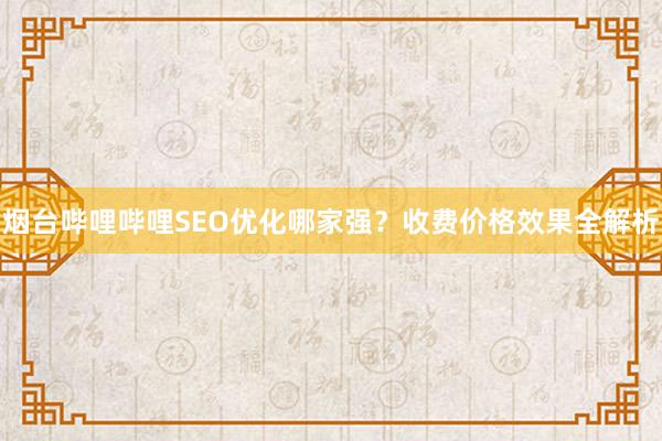 烟台哔哩哔哩SEO优化哪家强？收费价格效果全解析