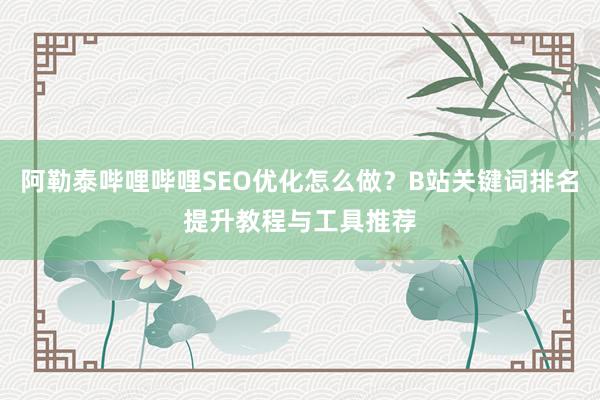 阿勒泰哔哩哔哩SEO优化怎么做？B站关键词排名提升教程与工具推荐