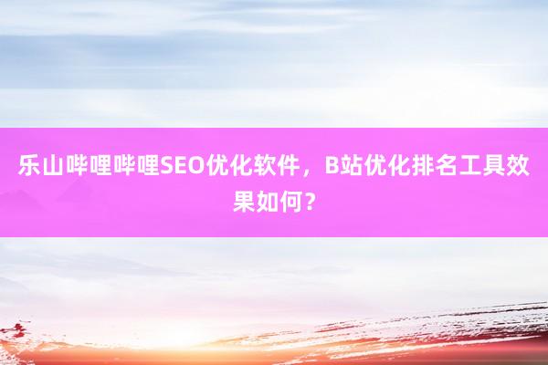 乐山哔哩哔哩SEO优化软件，B站优化排名工具效果如何？