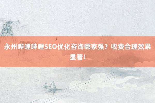 永州哔哩哔哩SEO优化咨询哪家强？收费合理效果显著！