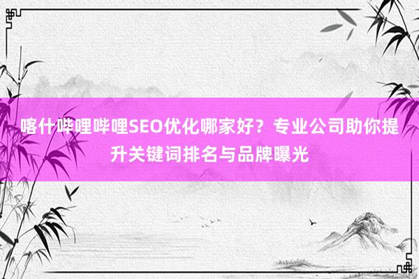 喀什哔哩哔哩SEO优化哪家好？专业公司助你提升关键词排名与品牌曝光