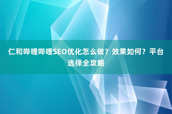 仁和哔哩哔哩SEO优化怎么做？效果如何？平台选择全攻略