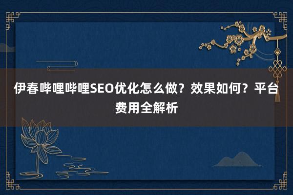 伊春哔哩哔哩SEO优化怎么做？效果如何？平台费用全解析
